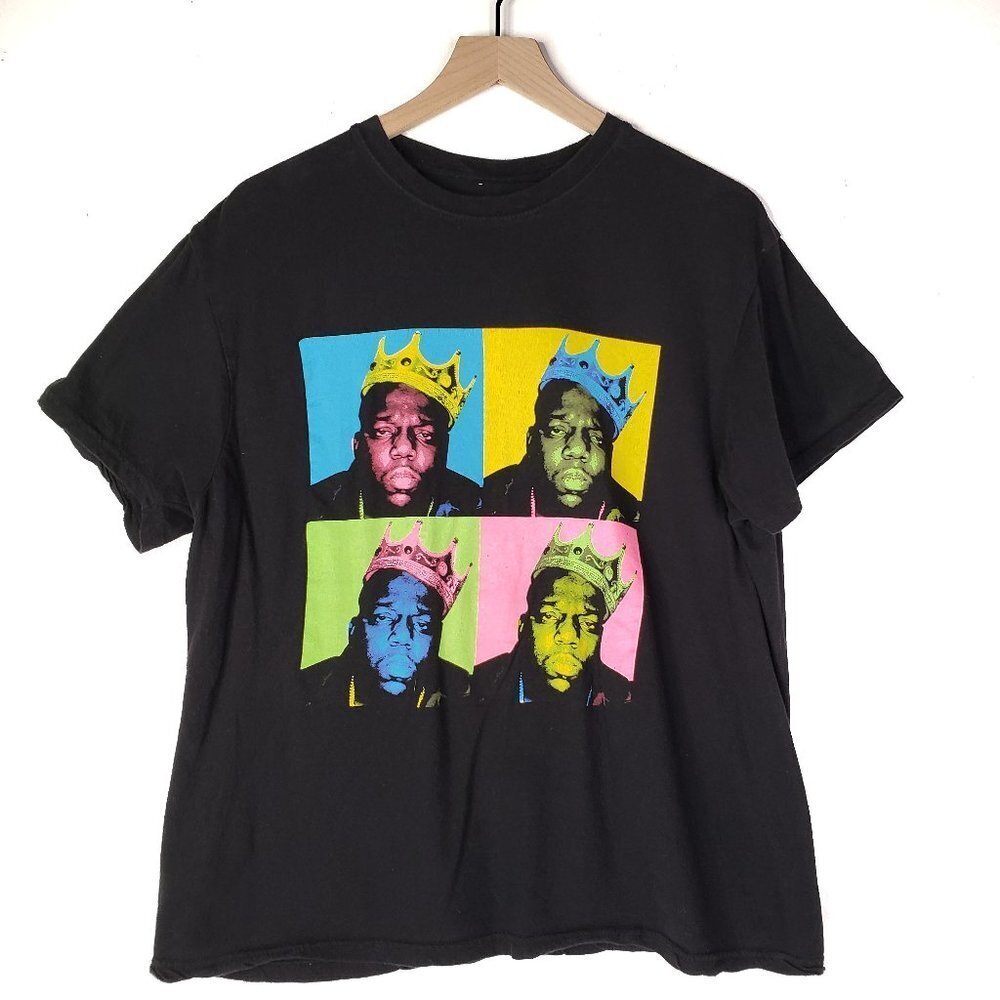 Notorious BIG Graphic Tee XL‎ Black Neon Print Short Sleeve